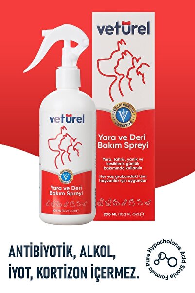 Veturel Kedi Köpek Yara Bakımı Kaşıntı Kızarıklık Tahriş Enfeksiyon Rahatlatıcı Hipokloröz Bakım Seti