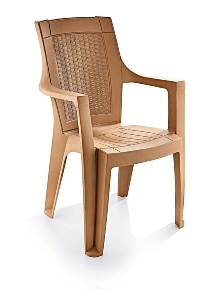 Besa Teak Rengi 6 lı Rattan Efektli Plastik Sandalye