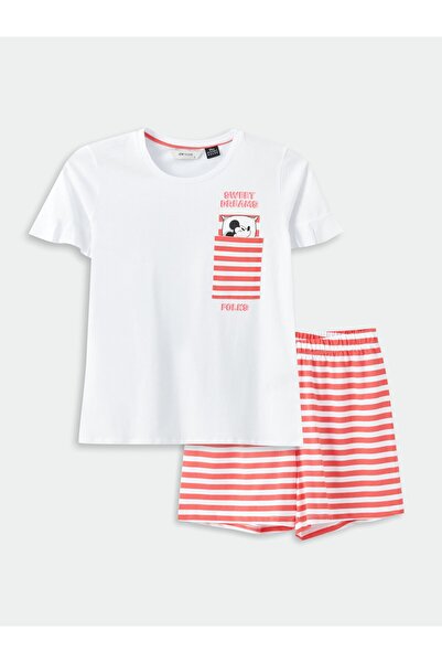 LC Waikiki Crew nyakú Mickey Mouse nyomott rövid ujjú női pizsama szett rövidnadrággal