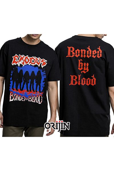 Orijin Tekstil Μαύρο μπλουζάκι Exodus Bonded By Blood Μπροστά και πίσω με στάμπα Unisex