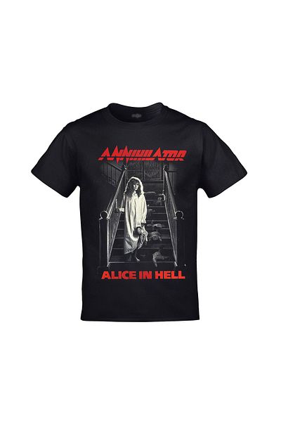 Orijin Tekstil Annihilator Alice in Hell εμπρός και πίσω με στάμπα Unisex μαύρο μπλουζάκι