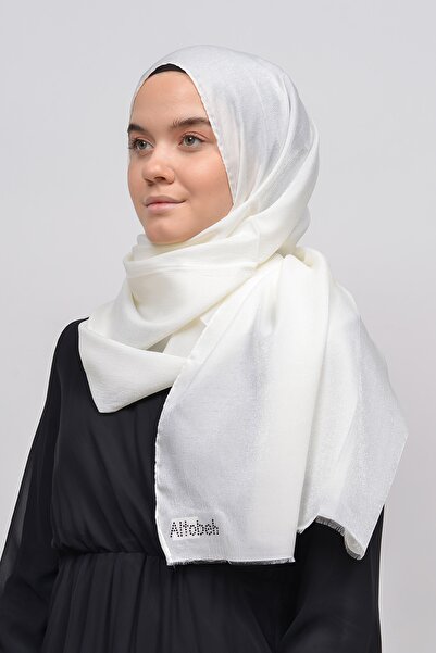 Altobeh Women's Solid Color Twinkle Glitter Hijab Shiny Evening Dress Shawl - Ecru