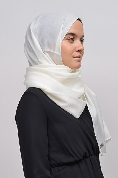 Altobeh Women's Solid Color Twinkle Glitter Hijab Shiny Evening Dress Shawl - Ecru