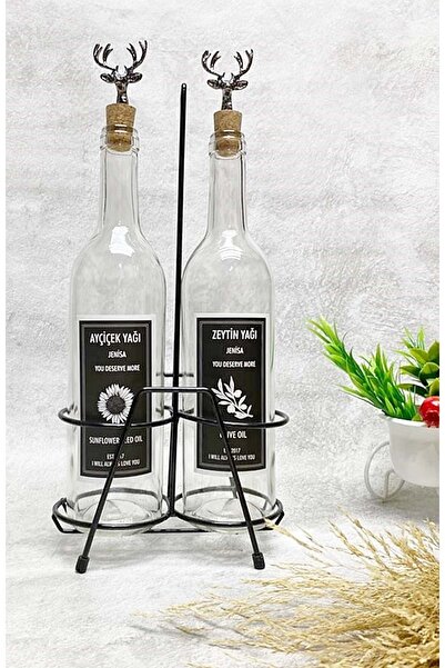 Jenisa زجاجة من الزجاج الشفاف سعة 750 مل مع سدادة من الفلين على شكل غزال ووعا...