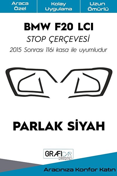 GRAFİCAR Bmw F20 Lcı Stop Çerçevesi Sticker - Parlak Siyah / Makyajlı Kasa Ko...