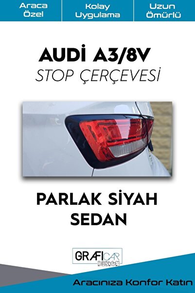 GRAFİCAR Audi A3/8v Sedan-hatchback Uyumlu Stop Çerçevesi Sticker-kolay Uygul...