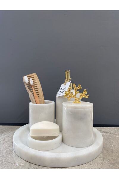 MARLAMARTIN Marble Five μαρμάρινο σετ μπάνιου Λευκό 5 τεμαχίων
