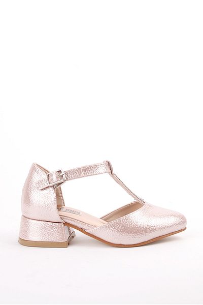 ÖYKÜ BEBE Powder Color Girl's Heeled Evening Shoes - Ankle Buckle