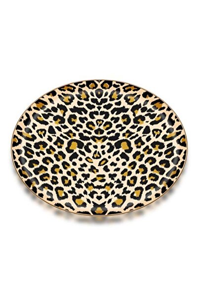 Glore Nihavent Leopar Desenli 6 Kişilik Pasta Tabağı 20 cm