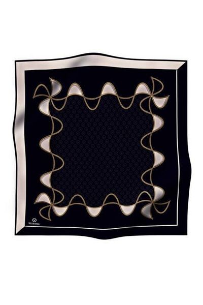 Vissona Γυναικείο Twill Μεταξωτό Κασκόλ Μαύρη Κρέμα