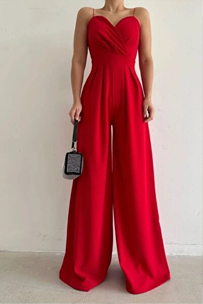 merlavin Ženska crvena, uvezena K Krep tkanina, kombinezon sa širokim nogavicama