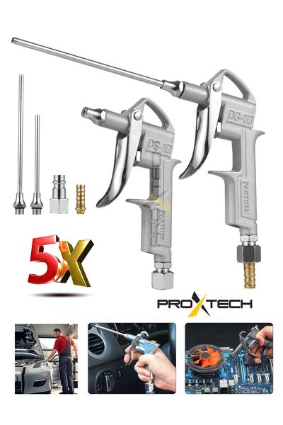 PROXTECH Profesyonel Paslanmaz 5 Parça Uzun Kompresör Hava Üfleme Tabancası Pnömatik Toz Üfleme Tabancası Set