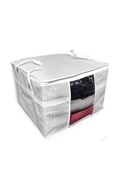 ALAS Multi-Purpose Sweater Storage Organizer with Window Gray Striped Single ...