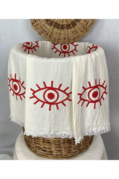 pamukidea Ручна робота, дерев'яний друк, червоний візерунок, муслін, пештемаль з принтом, бавовняний пляжний пештемаль з Булдана.