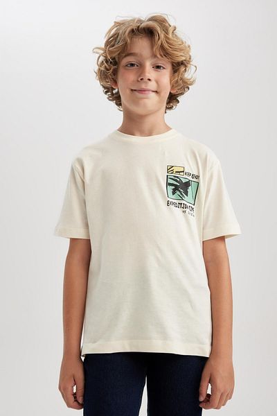 DeFacto Boy's Crew Neck Printed Short Sleeve T-Shirt B1348a823hs
