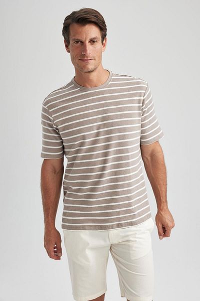 DeFacto Regular Fit Crew Neck Striped Short Sleeve T-Shirt B2494ax23hs