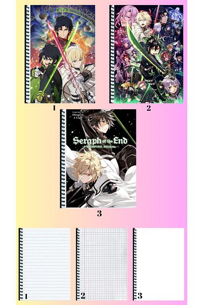animeandyourworld Owari no seraphA4 notebook 3 pieces lined + plaid + unlined large size 21 * 29 cm super set