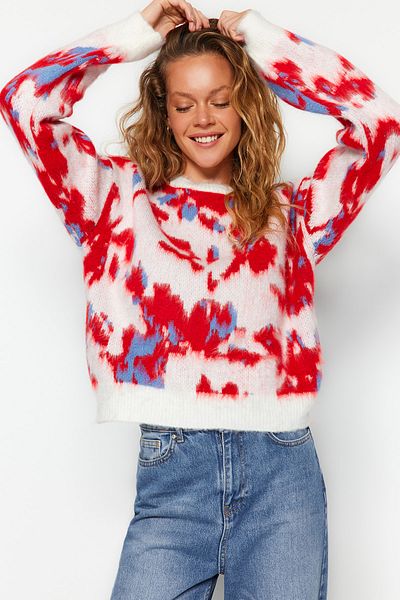 Trendyol Collection Ecrufarbener, weich strukturierter Strickpullover mit Rundhalsausschnitt TWOAW24KZ00214