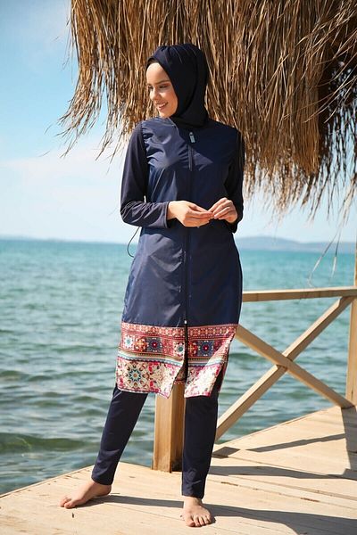 Marina Fully Covered Hijab Swimsuit 1982-dark blue