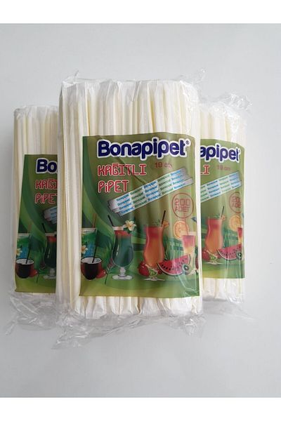 BONA Paper Wrapped Straw 18 cm 5 Packs, Package Content 200 Pieces