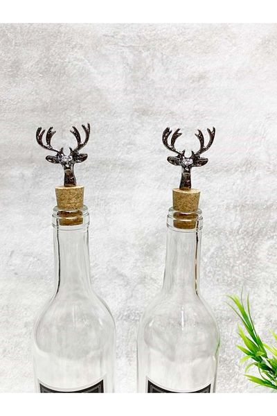 Jenisa Transparent Glass Bottle with Black Label Black Deer Cork Stopper 2-Piece 750 Ml Oil Pot