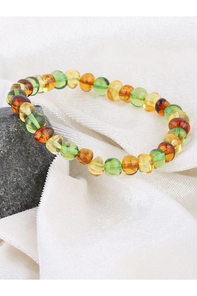 Amber by Mazukna Flexible and Free Cut Colorful Drop Amber Bracelet - Youth and Adult Certified