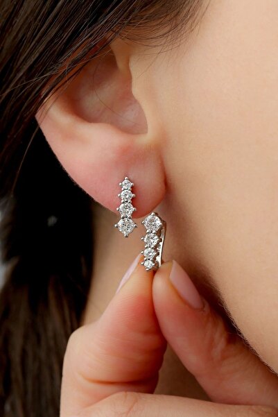 Silvano Jewelry 925 Ayar Gümüş Pırlanta Model Küpe