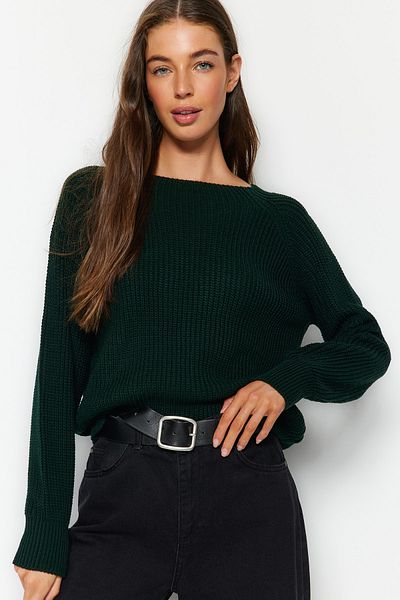 Trendyol Collection Emerald Green Raglan Sleeve Knitwear Sweater TWOAW24KZ00622
