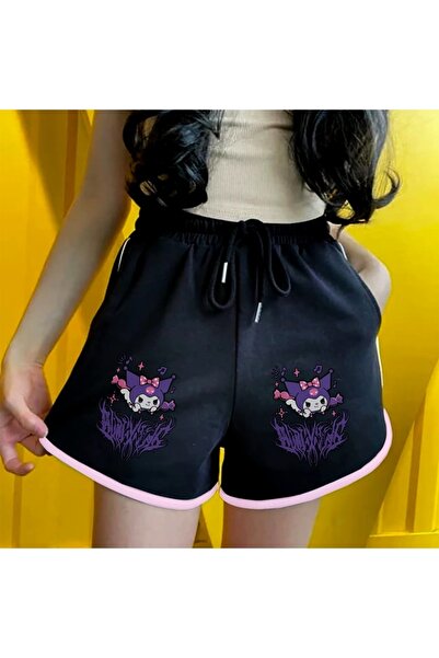 MECH BUTİK Μαύρο σορτς με στάμπα Kuromi