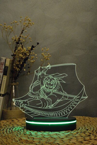 Yubi Design Roronoa Zoro 3 Sword - One Piece - 3 Boyutlu 16 Renk Dekoratif Gece Lambası 3d