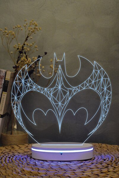 Yubi Design Batman Simge - 3 Boyutlu 16 Renk Dekoratif Gece Lambası 3d