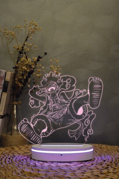 Yubi Design Luffy Gear 5 , One Piece - 3 Boyutlu 16 Renk Dekoratif Gece Lambası 3d