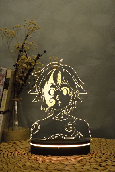 Yubi Design Meliodas , Seven Deadly Sins - 3 Boyutlu 16 Renk Dekoratif Gece L...