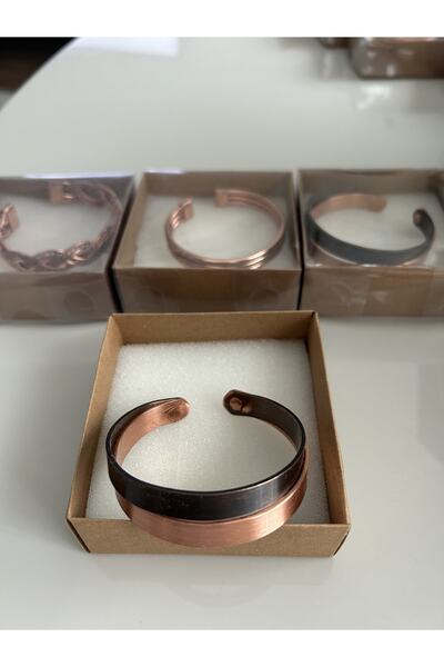 EMBA KORSE El Yapımı Dövme Saf Bakır Bilezik Manyetik Alan Romatizma Bilekliği Siyah Ve Gold Renk