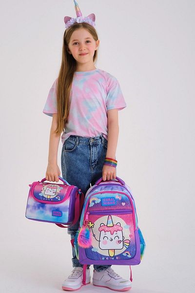 Coral High Unicorn Patterned Colorful 3-Piece School Bag Set - Ice Cream Tie Dye, SET0123480