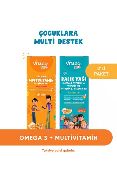 Vitago Pack of 2 Kids Fish Oil + Multivitamin Syrup