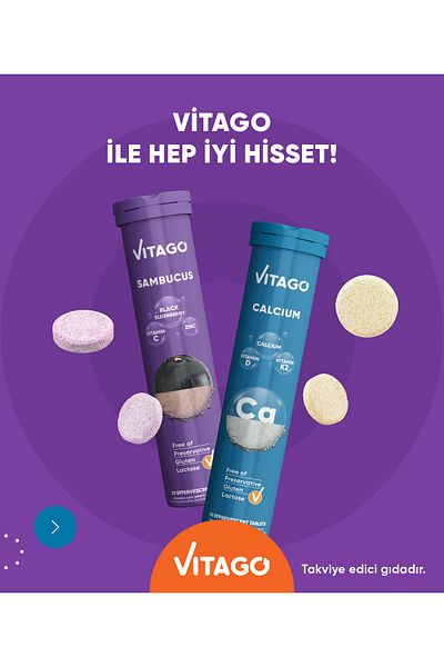 Vitago 20 قرص سامبوكوس وكالسيوم فوارة - عبوة من قطعتين