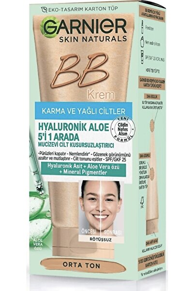 Garnier Bb Krem Mucizevi Karma ve Yağlı Ciltler Için Cilt Kusursuzlaştırıcı Orta Ton 50ML