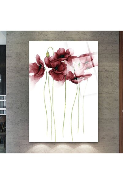 Zevahir Mobilya Dekorasyon Unbreakable Glass Collage Drawing Flower Painting