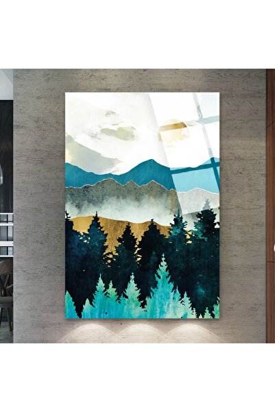 Zevahir Mobilya Dekorasyon Unbreakable Glass Collage Drawing Landscape Painting