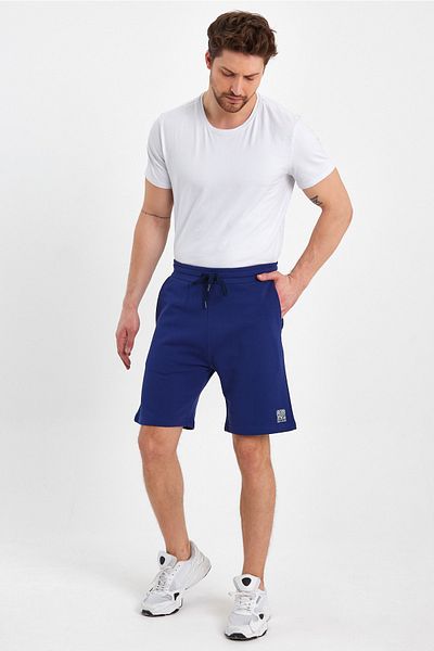 LACİVERTMEN 8024-1 Τετράγωνο εμπριμέ σορτς με τρεις κλωστές στη μέση