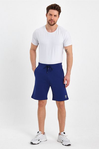 LACİVERTMEN 8024-1 Τετράγωνο εμπριμέ σορτς με τρεις κλωστές στη μέση