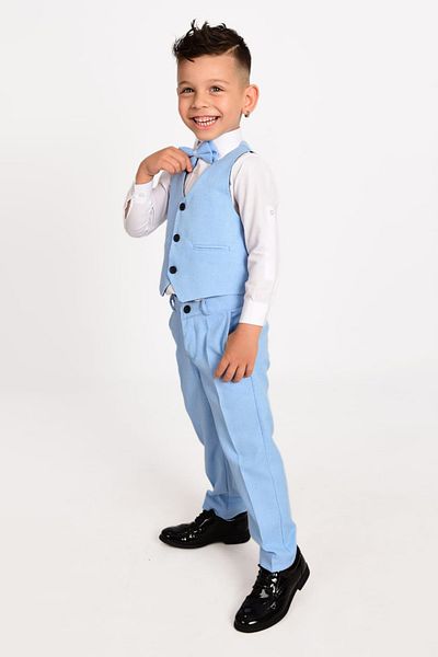 Merdia Kids Costum pentru baieti smoking cu 3 nasturi cu vesta si papion