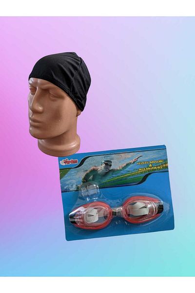 Vardem Pool Sea Swimming Goggles + Earplugs + Lycra Cloth Cap Set