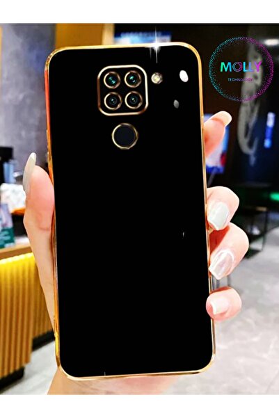 Molly Technology Xiaomi Redmi Note 9 İçin Siyah Kenarları Gold Detaylı Lüks S...