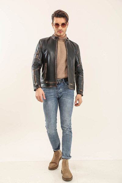 YAMAN Δερμάτινο ανδρικό δερμάτινο παλτό Sports Bomber