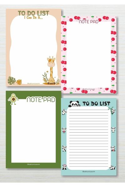cabuk baskı 4 Pieces Note Pad Memo Pad 10x14 Cm