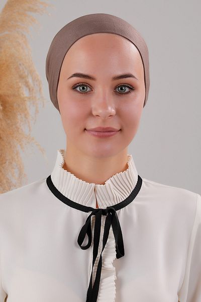 Melodi Scarf Hijab Interlaced Laced Viscose Lycra Bonnet Milky Brown