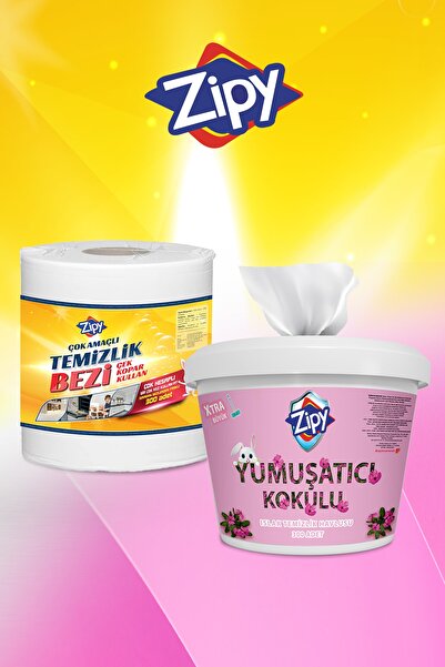 zipy Yumuşatıcı Kokulu Islak Kova Mendil Ve Yeni Nesil Dayanıklı Toz Bezi Eko...
