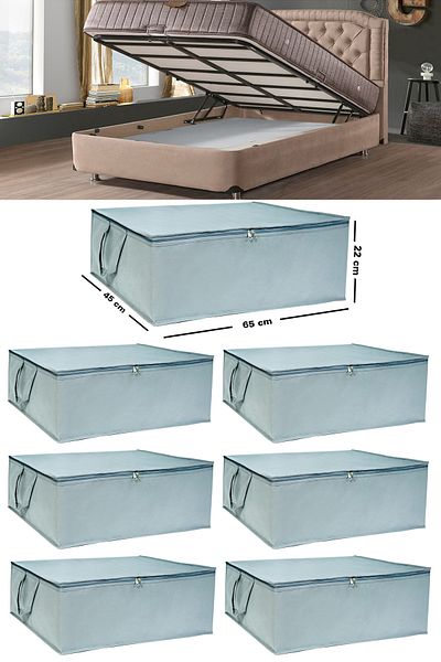Ekici home textile 7 Pieces - Sofa Bed Base Type Storage Storage Storage Storage Bag Under Base 65 X 45 X 22 Cm EKİCİHOME0005-7